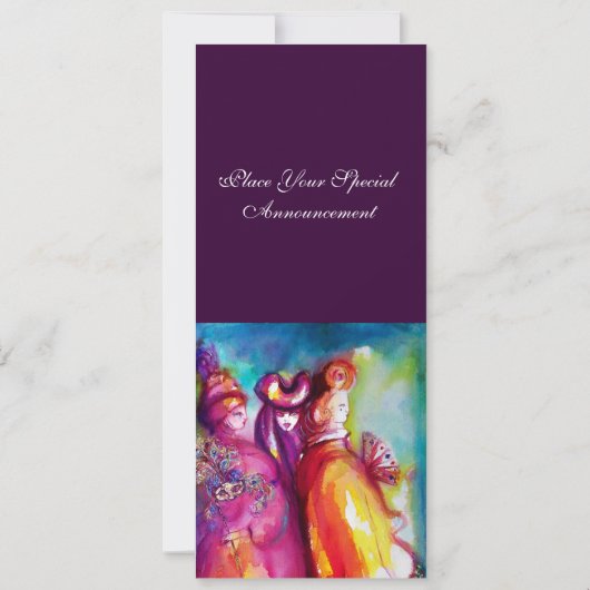 DERDE MASKERBAL ,goud rood geel blauw Kaart (Achterkant)