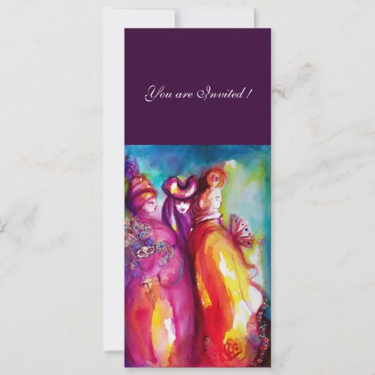 DERDE MASKERBAL ,goud rood geel blauw Kaart (Voorkant)