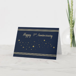 Derde medewerker Jubileum Gold Glitter Stars Kaart
