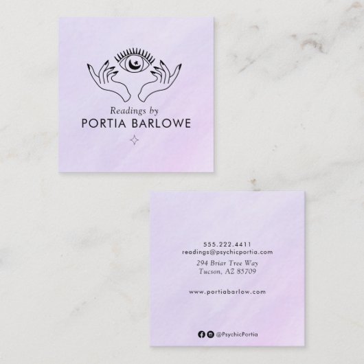 Derde ogen en handen Psychic Medium Square Busines Vierkante Visitekaartje (Voorkant / Achterkant)
