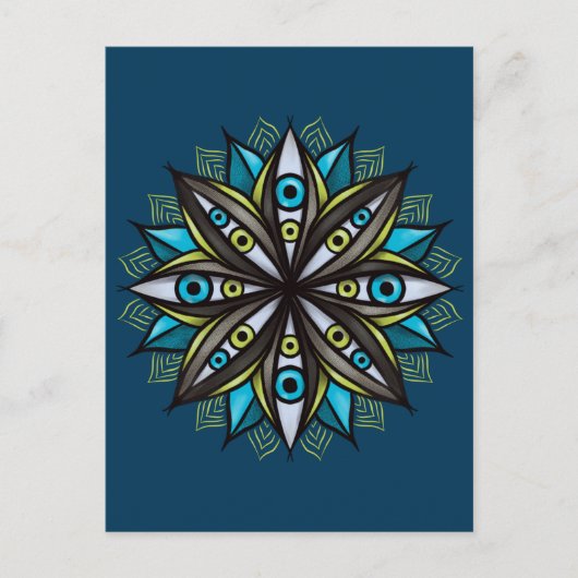 Derde ogen met dubbele Iris Flower Mandala Briefkaart (Voorkant)