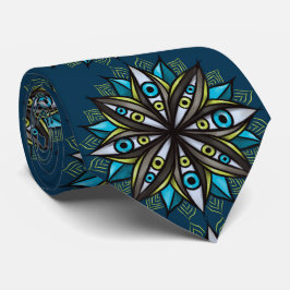 Derde ogen met dubbele Iris Flower Mandala Stropdas