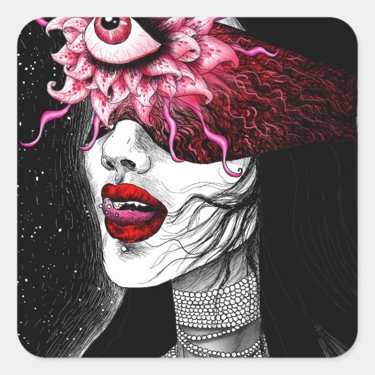 Derde ogen vierkante sticker (Voorkant)