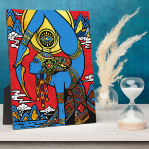 Derde Oog – Blauwe Yogini in Pop Art Rugkromming Fotoplaat