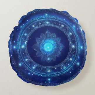 Derde Oog Chakra Blauwe Mandala Meditatie Rond Kussen