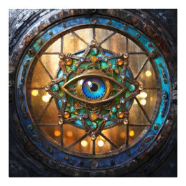 Derde Oog Landelijke Patrijspoort Raam Foto Afdruk
