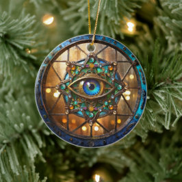 Derde Oog Landelijke Patrijspoort Raam Keramisch Ornament
