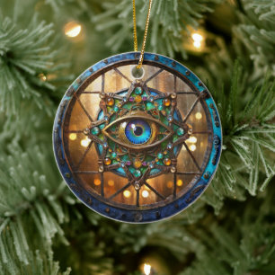 Derde Oog Landelijke Patrijspoort Raam Keramisch Ornament