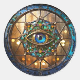 Derde Oog Landelijke Patrijspoort Raam Ronde Sticker