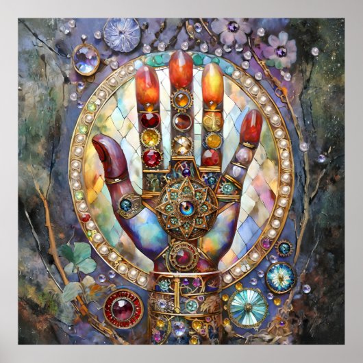Derde Oog Mystieke Palm Poster (Voorkant)