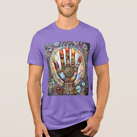 Derde Oog Mystieke Palm Tri-Blend Shirt (Voorkant)
