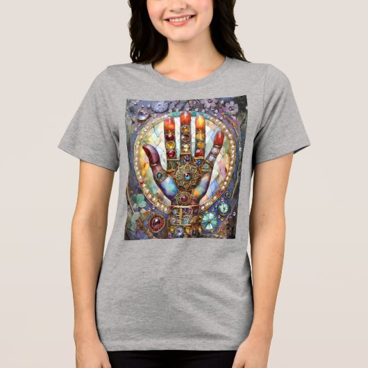 Derde Oog Mystieke Palm Tri-Blend Shirt (Voorkant)
