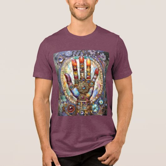 Derde Oog Mystieke Palm Tri-Blend Shirt (Voorkant)
