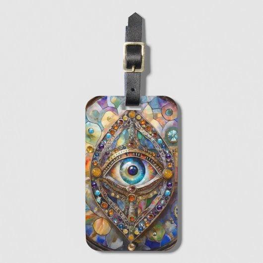 Derde Oog op Gebrandschilderd Glas en Brons Bagagelabel (Voorkant (verticaal))