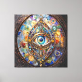 Derde Oog op Gebrandschilderd Glas en Brons Canvas Afdruk (Voorkant)
