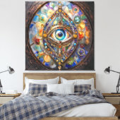 Derde Oog op Gebrandschilderd Glas en Brons Canvas Afdruk (Insitu (Slaapkamer))