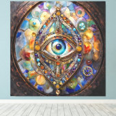 Derde Oog op Gebrandschilderd Glas en Brons Canvas Afdruk (Insitu (Houten vloer))