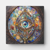 Derde Oog op Gebrandschilderd Glas en Brons Fotoplaat (Voorkant)