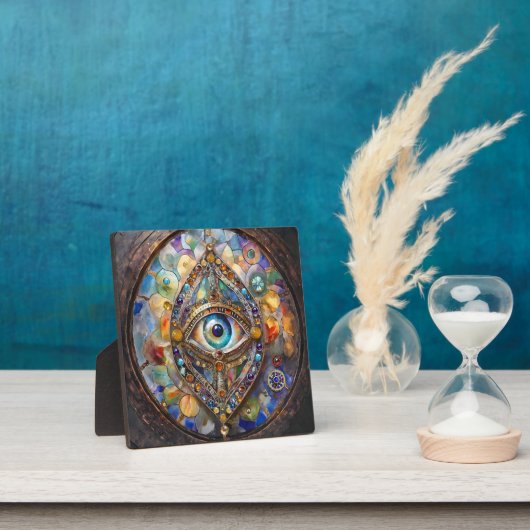 Derde Oog op Gebrandschilderd Glas en Brons Fotoplaat (Insitu)