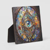 Derde Oog op Gebrandschilderd Glas en Brons Fotoplaat (Voorkant)