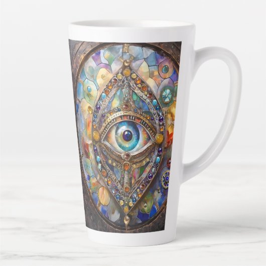 Derde Oog op Gebrandschilderd Glas en Brons Latte Mok (Rechts)