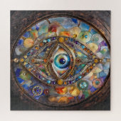 Derde Oog op Gebrandschilderd Glas en Brons Legpuzzel (Horizontaal)