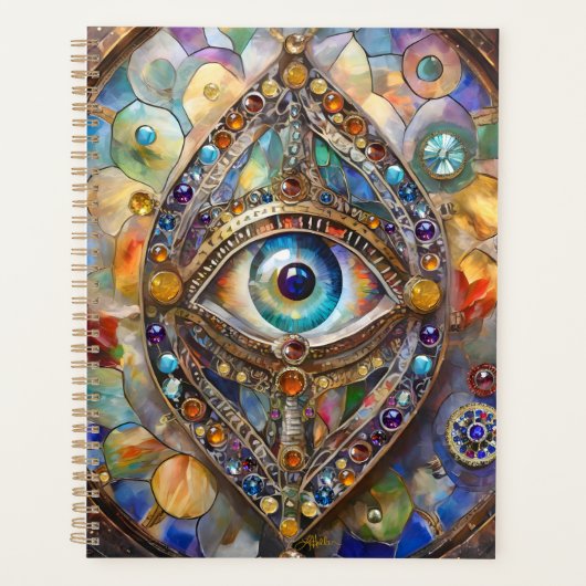Derde Oog op Gebrandschilderd Glas en Brons Planner (Voorkant)