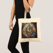 Derde Oog op Gebrandschilderd Glas en Brons Tote Bag (Voorkant (product))