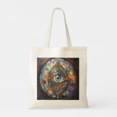 Derde Oog op Gebrandschilderd Glas en Brons Tote Bag (Achterkant)