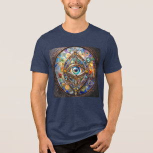 Derde Oog op Gebrandschilderd Glas en Brons Tri-Blend Shirt