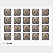 Derde Oog op Gebrandschilderd Glas en Brons Vierkante Sticker (Vel)