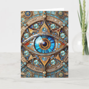 Derde oog - Turquoise Blauw Gouden Mandala Bedankkaart