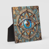 Derde oog - Turquoise Blauw Gouden Mandala Fotoplaat (Voorkant)