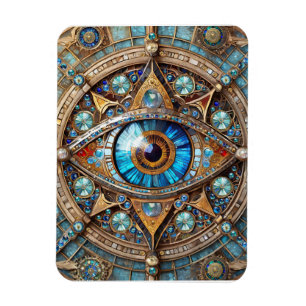 Derde oog - Turquoise Blauw Gouden Mandala Magneet