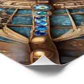 Derde oog - Turquoise Blauw Gouden Mandala Perfect Poster (Hoek)