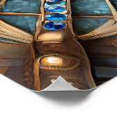 Derde oog - Turquoise Blauw Gouden Mandala Poster (Hoek)