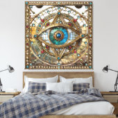 Derde Oog Versierd Vensterglas Canvas Afdruk (Insitu (Slaapkamer))