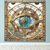 Derde Oog Versierd Vensterglas Canvas Afdruk (Insitu (Houten vloer))