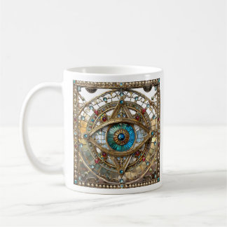 Derde Oog Versierd Vensterglas Koffiemok