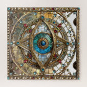 Derde Oog Versierd Vensterglas Legpuzzel (Horizontaal)