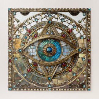 Derde Oog Versierd Vensterglas Legpuzzel