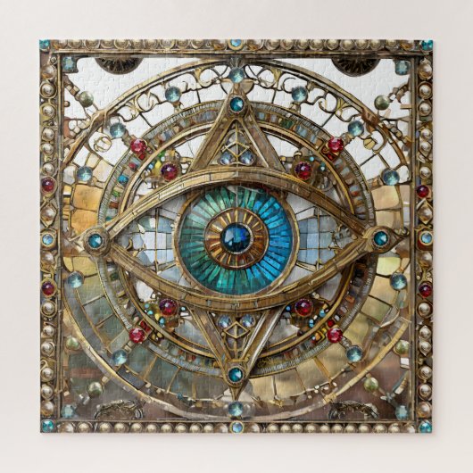 Derde Oog Versierd Vensterglas Legpuzzel (Verticaal)