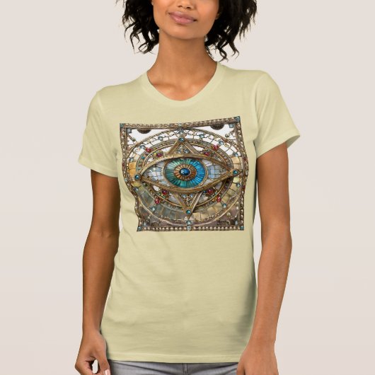 Derde Oog Versierd Vensterglas T-shirt (Voorkant)