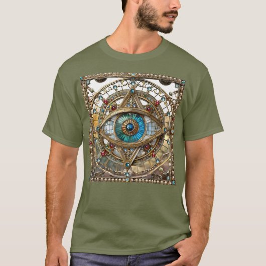 Derde Oog Versierd Vensterglas T-shirt (Voorkant)