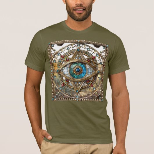 Derde Oog Versierd Vensterglas T-shirt (Voorkant)