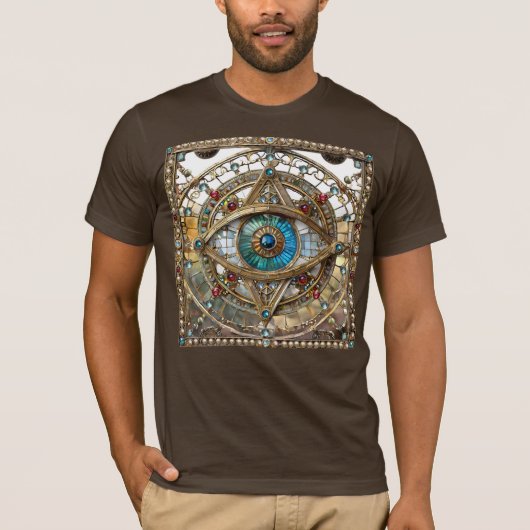Derde Oog Versierd Vensterglas T-shirt (Voorkant)