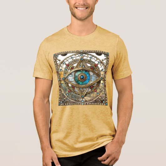 Derde Oog Versierd Vensterglas Tri-Blend Shirt (Voorkant)