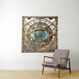 Derde Oog Versierd Vensterglas Wandkleed