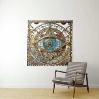 Derde Oog Versierd Vensterglas Wandkleed