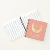 Derde oog wassende maan Boho monogram koraal Notitieboek (Binnen)